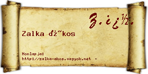 Zalka Ákos névjegykártya